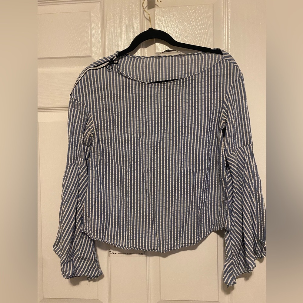 ZARA trafaluc Collection Striped Blouse Bell Sleeves Size XS